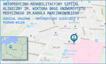 ODDZIAŁ URAZOWO - ORTOPEDYCZNY DZIECIĘCY I - ORTOPEDYCZNO-REHABILITACYJNY SZPITAL KLINICZNY IM. WIKTORA DEGI UNIWERSYTETU MEDYCZNEGO IM.KAROLA MARCINKOWSKIEGO - 28 CZERWCA 1956R. 135/147,  POZNAŃ-WILDA